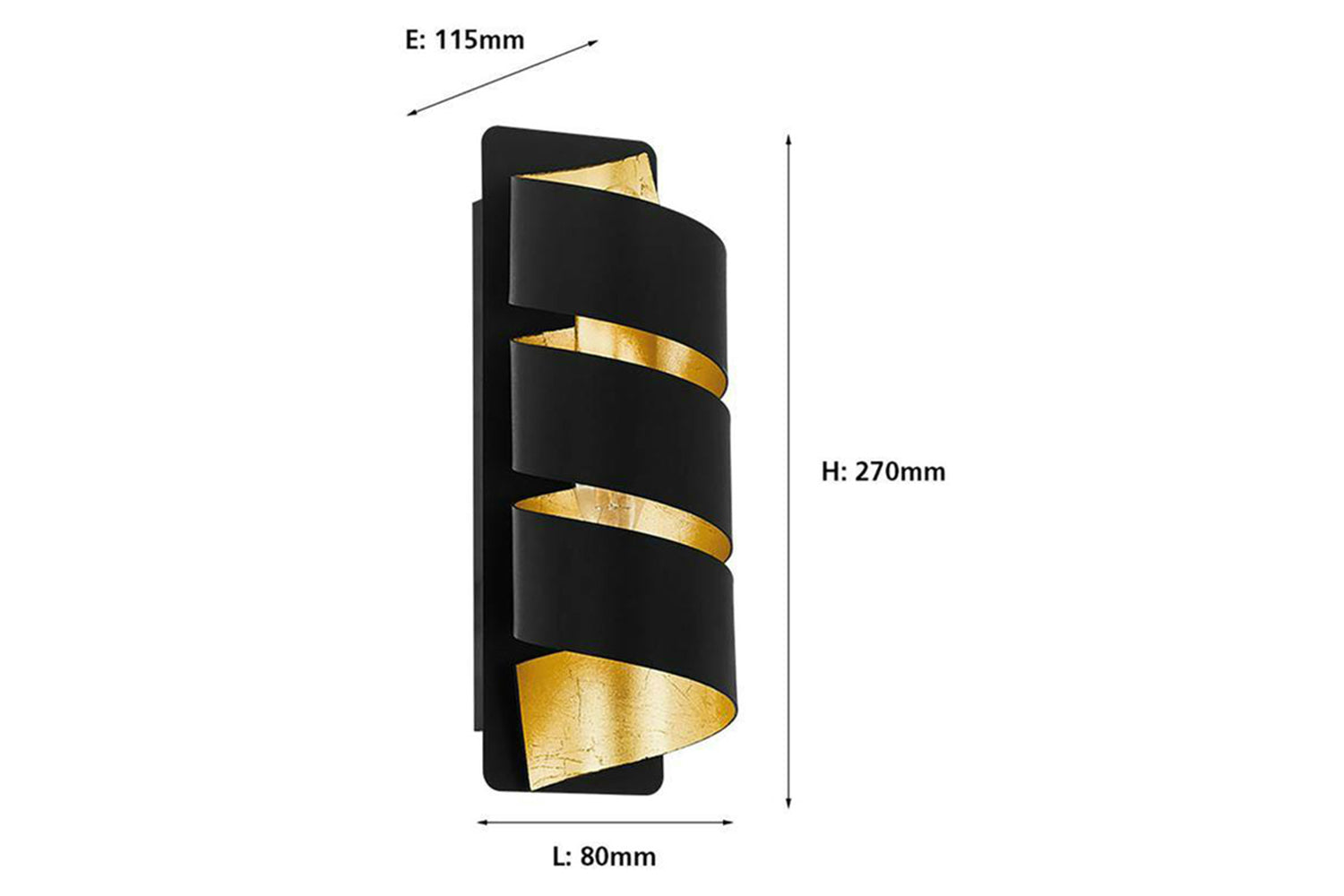 Elgo | Elizondo Wall Light | Black/Gold-4