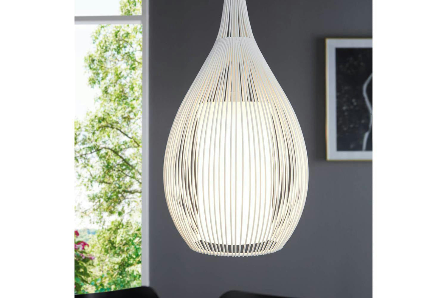 Eglo | Razoni Metal and Glass Pendant Light | White-2