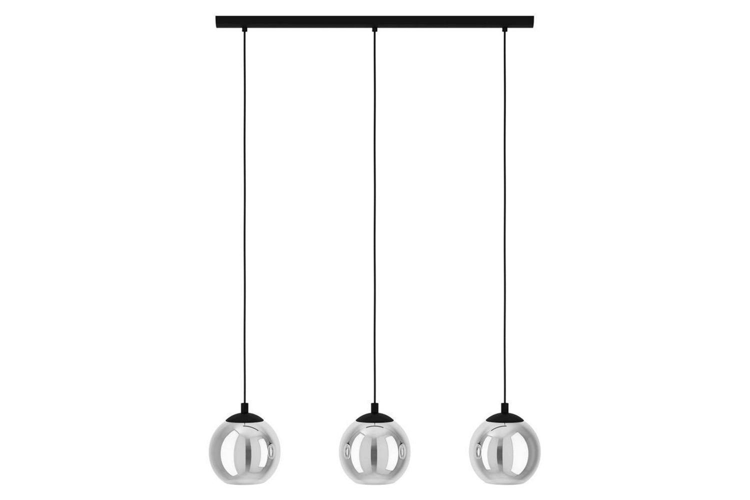 Eglo | Ariscani Smoked Black Glass 3-light Pendant Light | Black