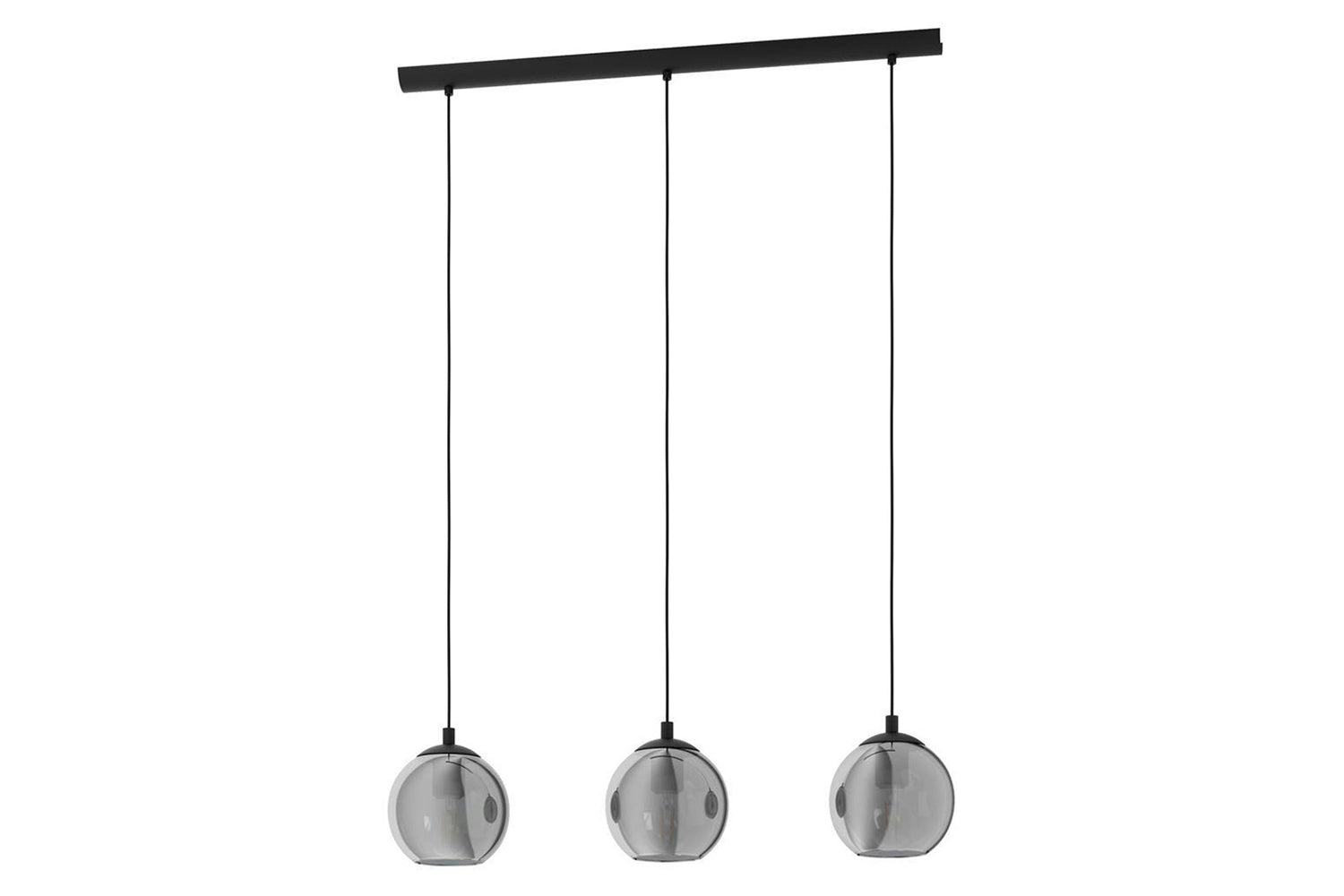 Eglo | Ariscani Smoked Black Glass 3-light Pendant Light | Black-3
