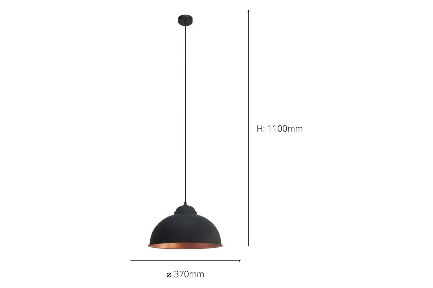Eglo | Truro 2 Domed Pendant Light | Black/Copper-3
