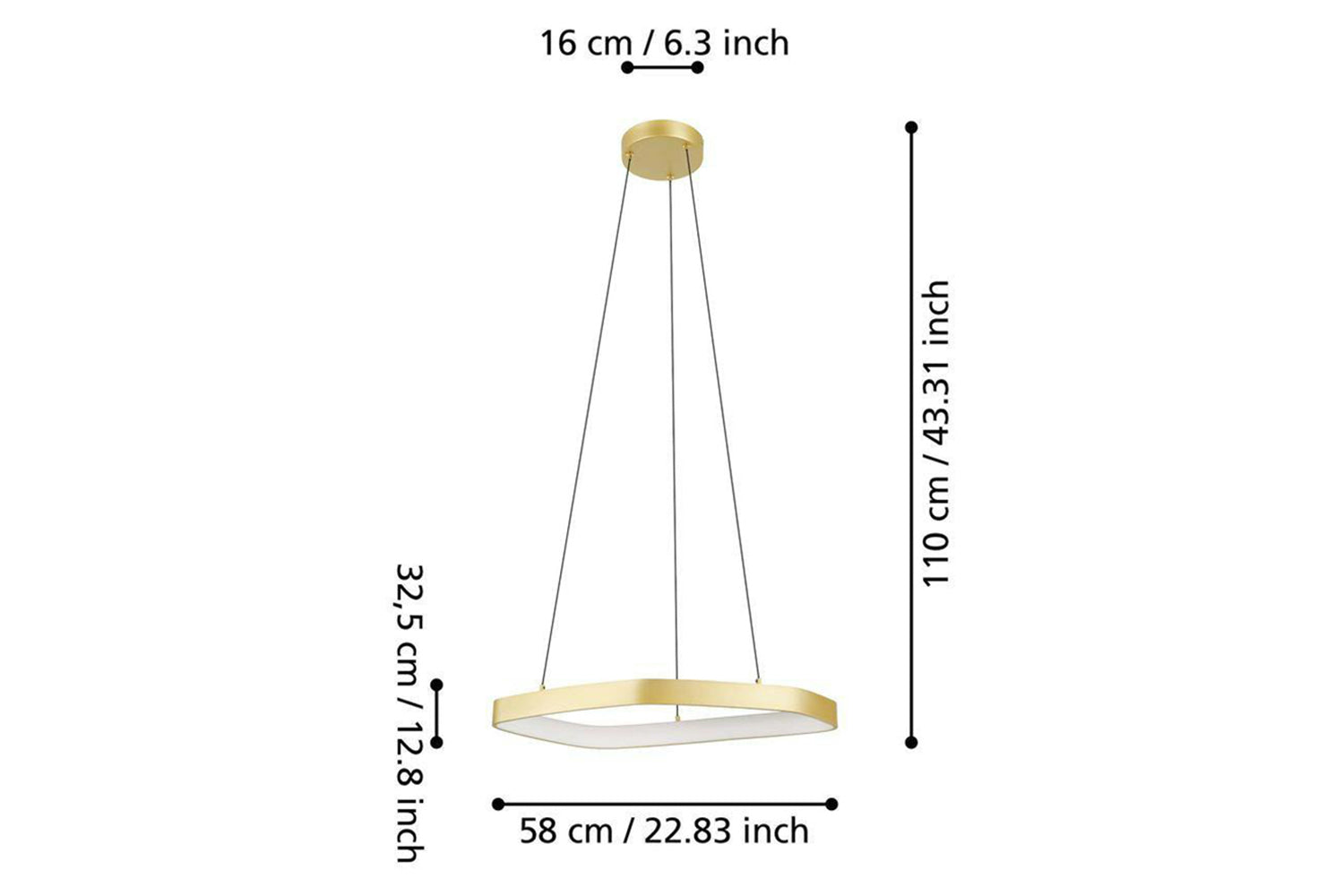 Eglo | Vallerosa LED Pendant Light | Gold/White-7