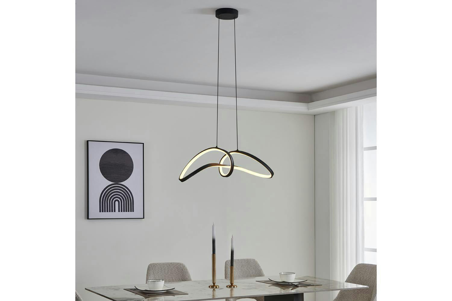 Eglo | Calarossa Modern Smart Pendant Light | Black/White-2