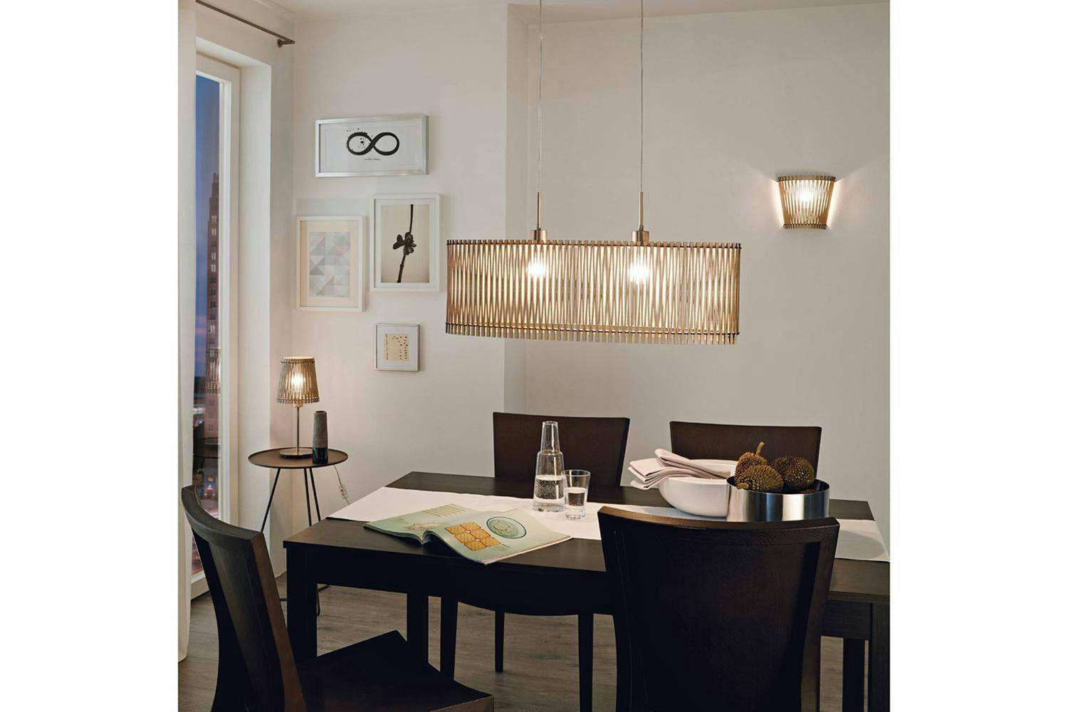 Eglo | Sendero Maple Wood Pendant Light | Silver/Brown-2
