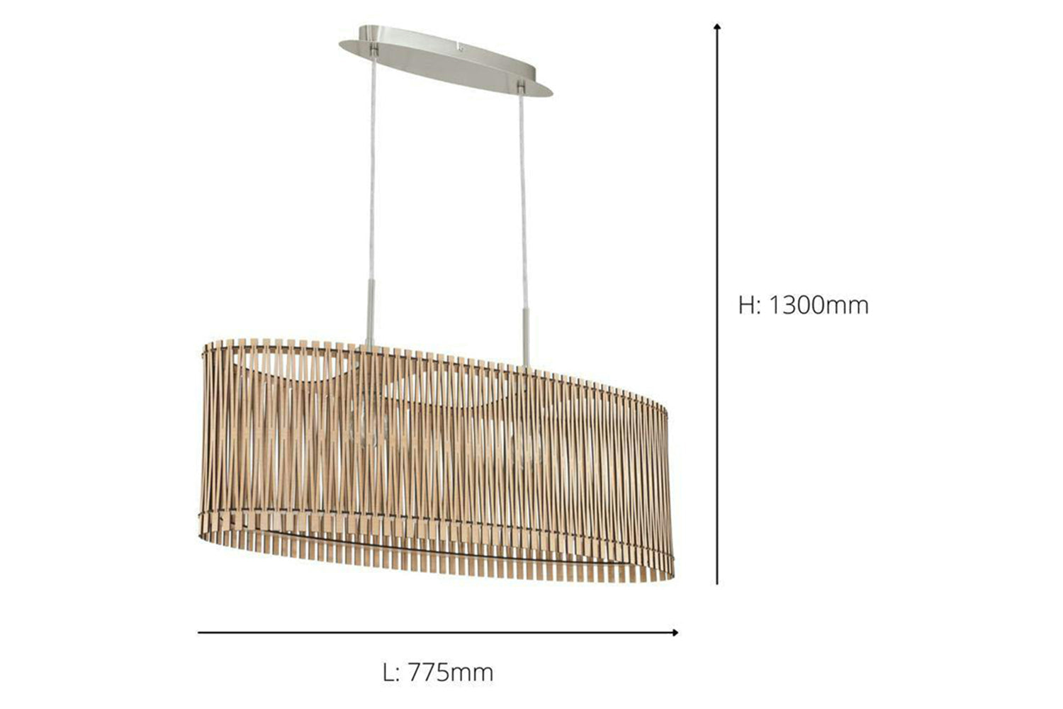 Eglo | Sendero Maple Wood Pendant Light | Silver/Brown-3