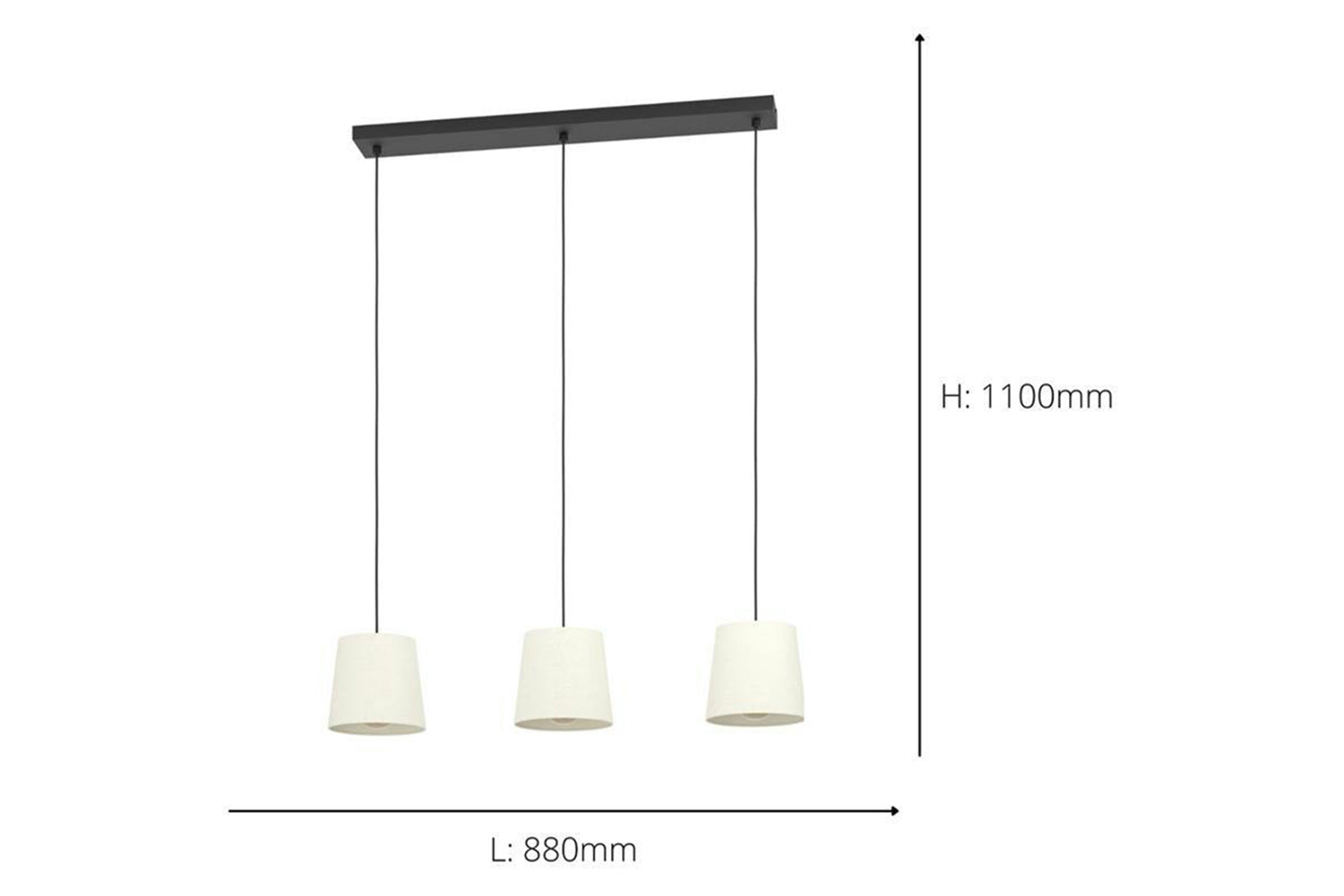 Eglo | Febres Fabric and Steel Shade 3-light Pendant Light | Black/White-5