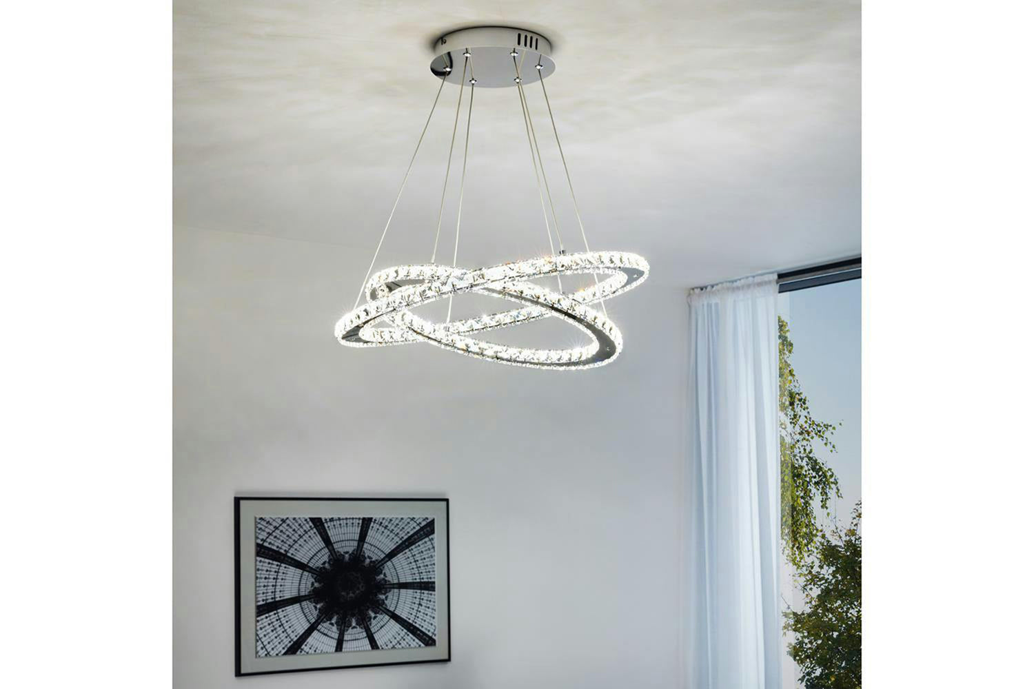 Eglo | Varrazo Clear Glass Pendant Light | Chrome/Clear Glass-2
