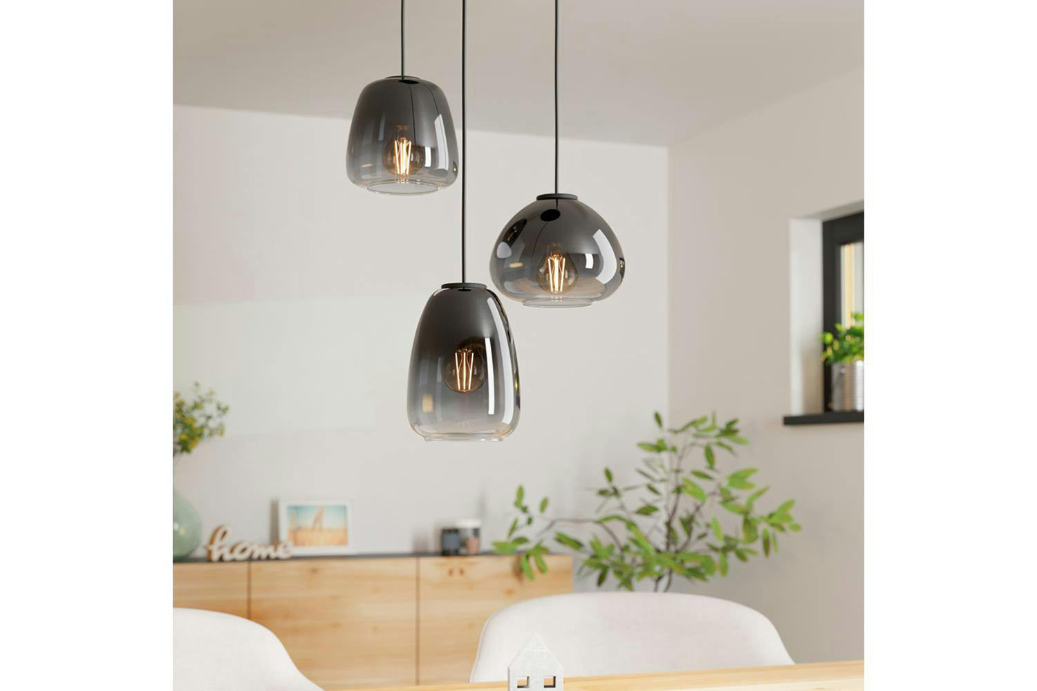 Eglo | Aguilares Gradient 3-light Pendant Light | Black/Grey-2