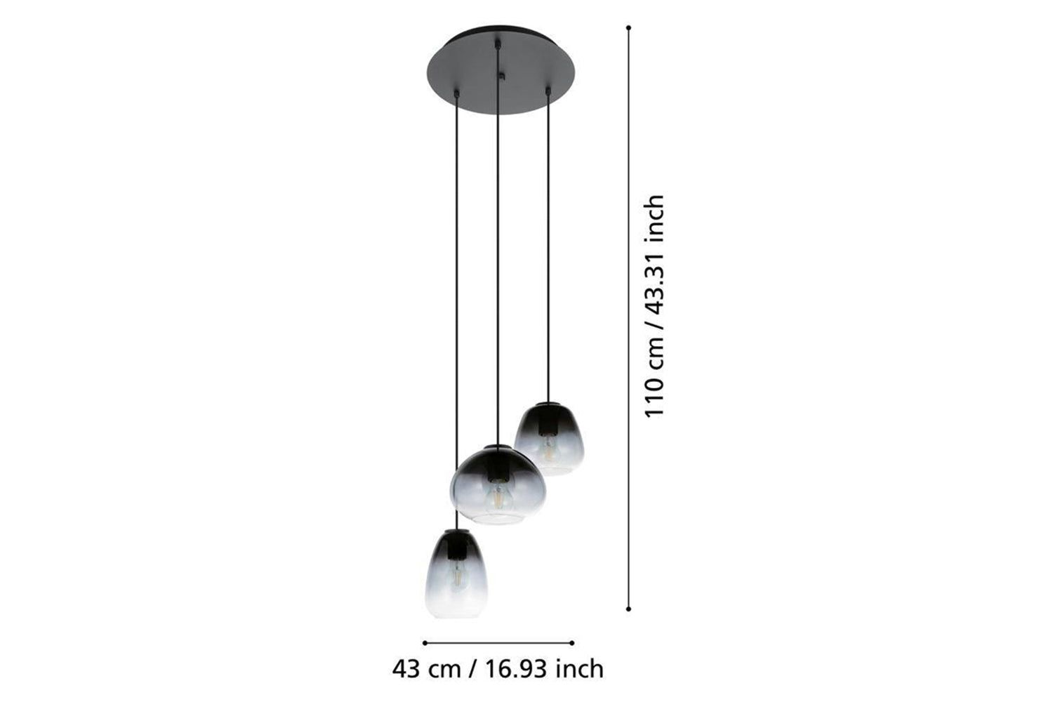 Eglo | Aguilares Gradient 3-light Pendant Light | Black/Grey-4