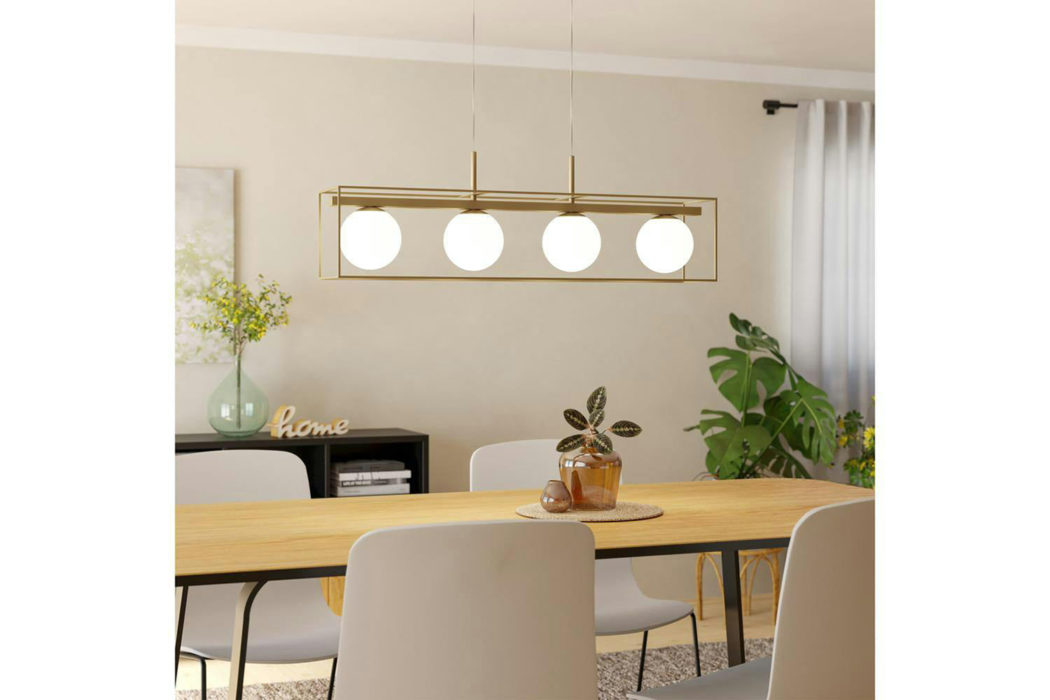Eglo | Vallaspra Modern 4-light Pendant Light | Gold/White-2