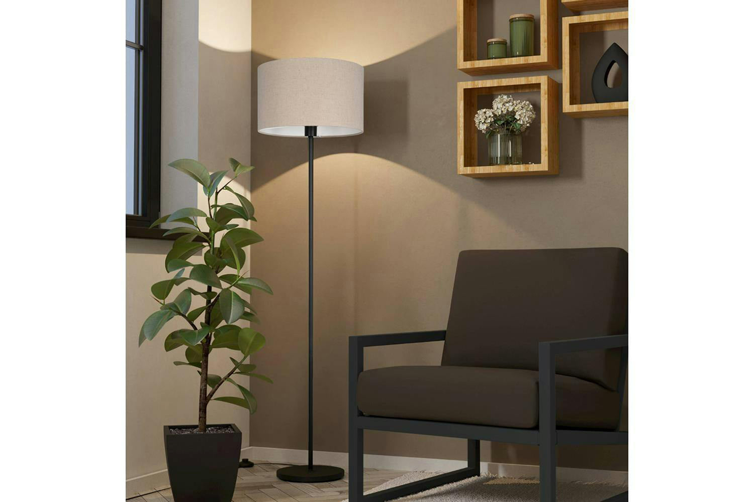 Eglo | Feniglia Floor Lamp | Black/Taupe-2