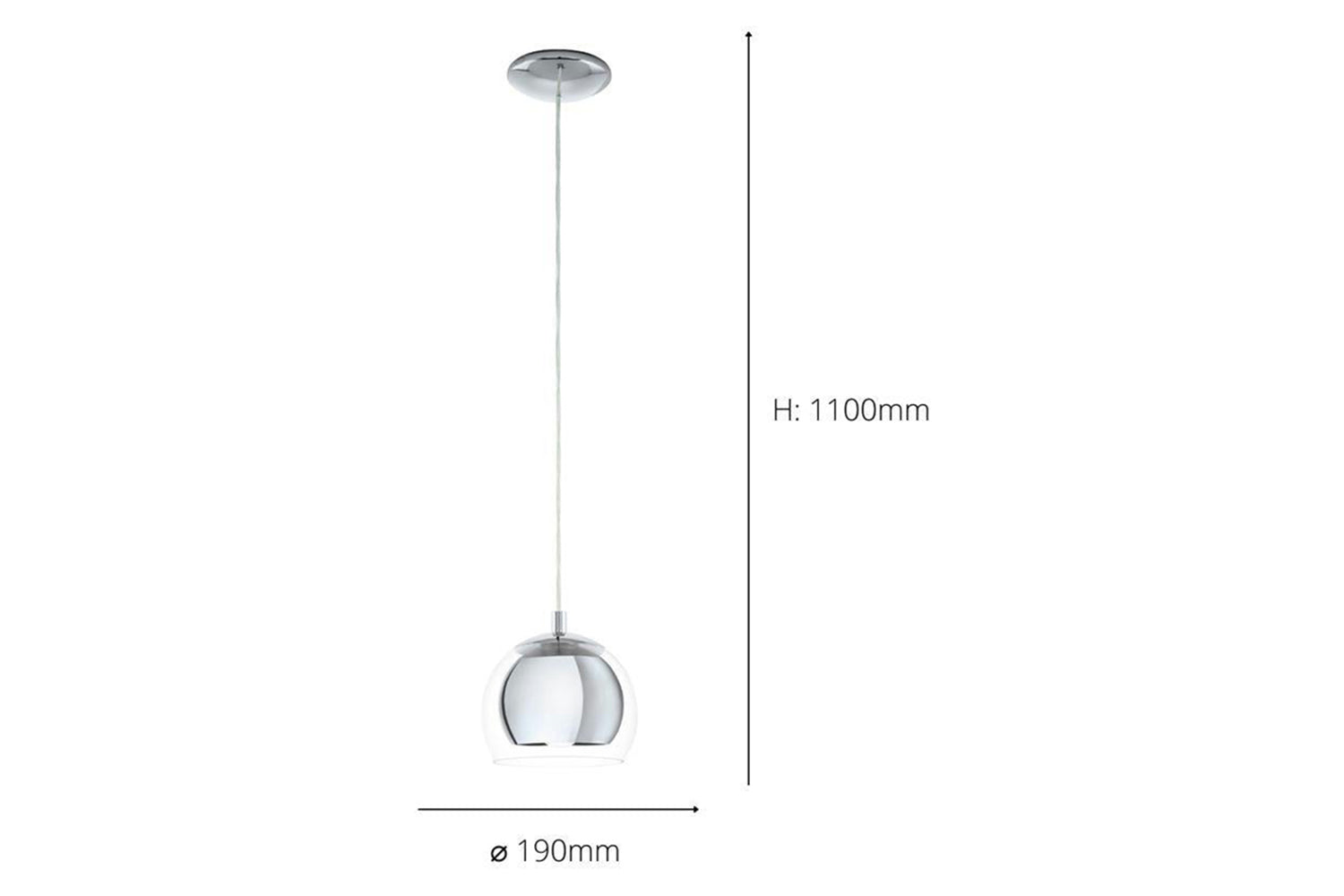 Eglo | Rocamar Glass Shade Pendant Light | Chrome-3