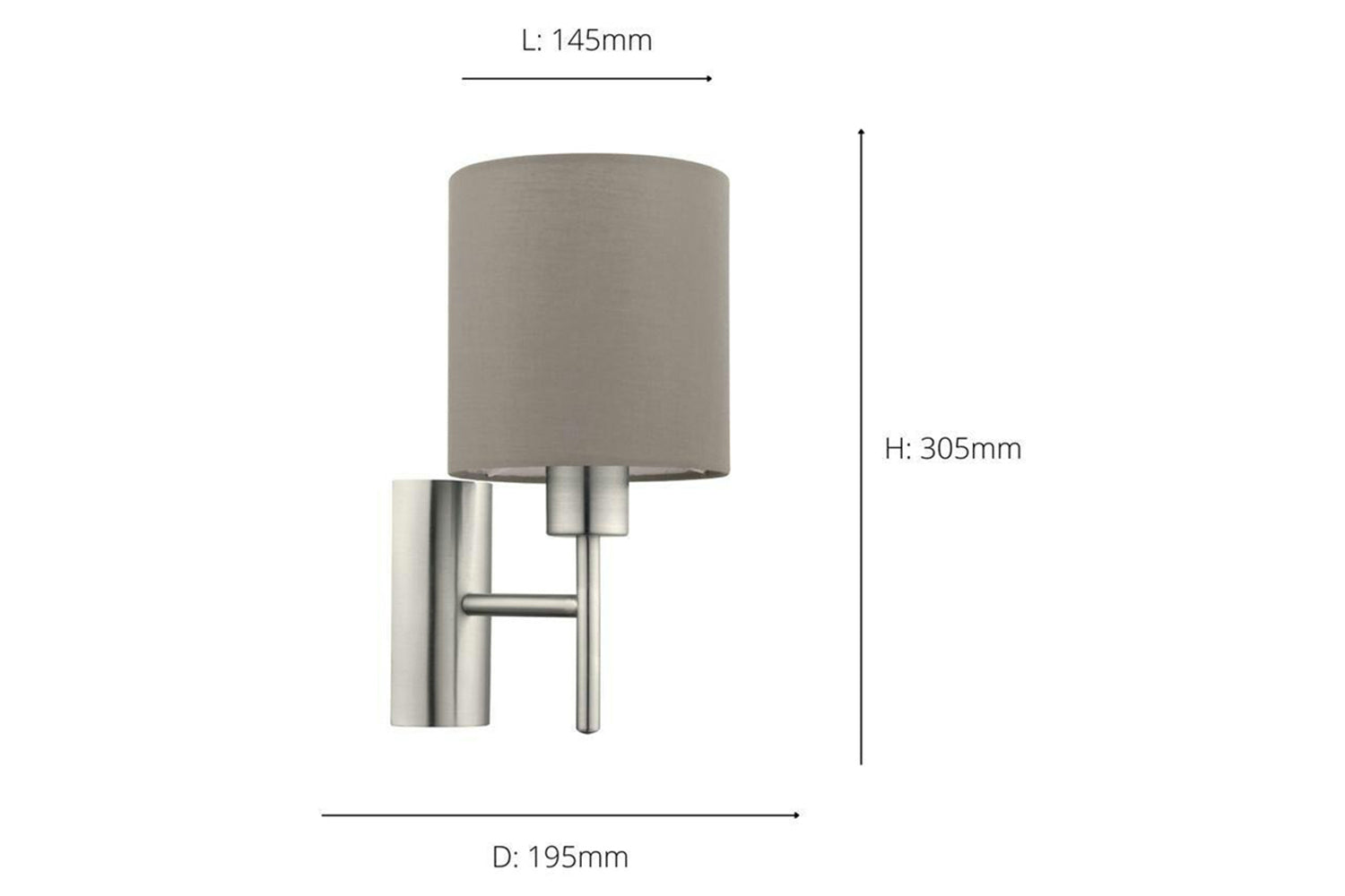 Eglo | Pasteri Wall Light | Nickel/Taupe-3