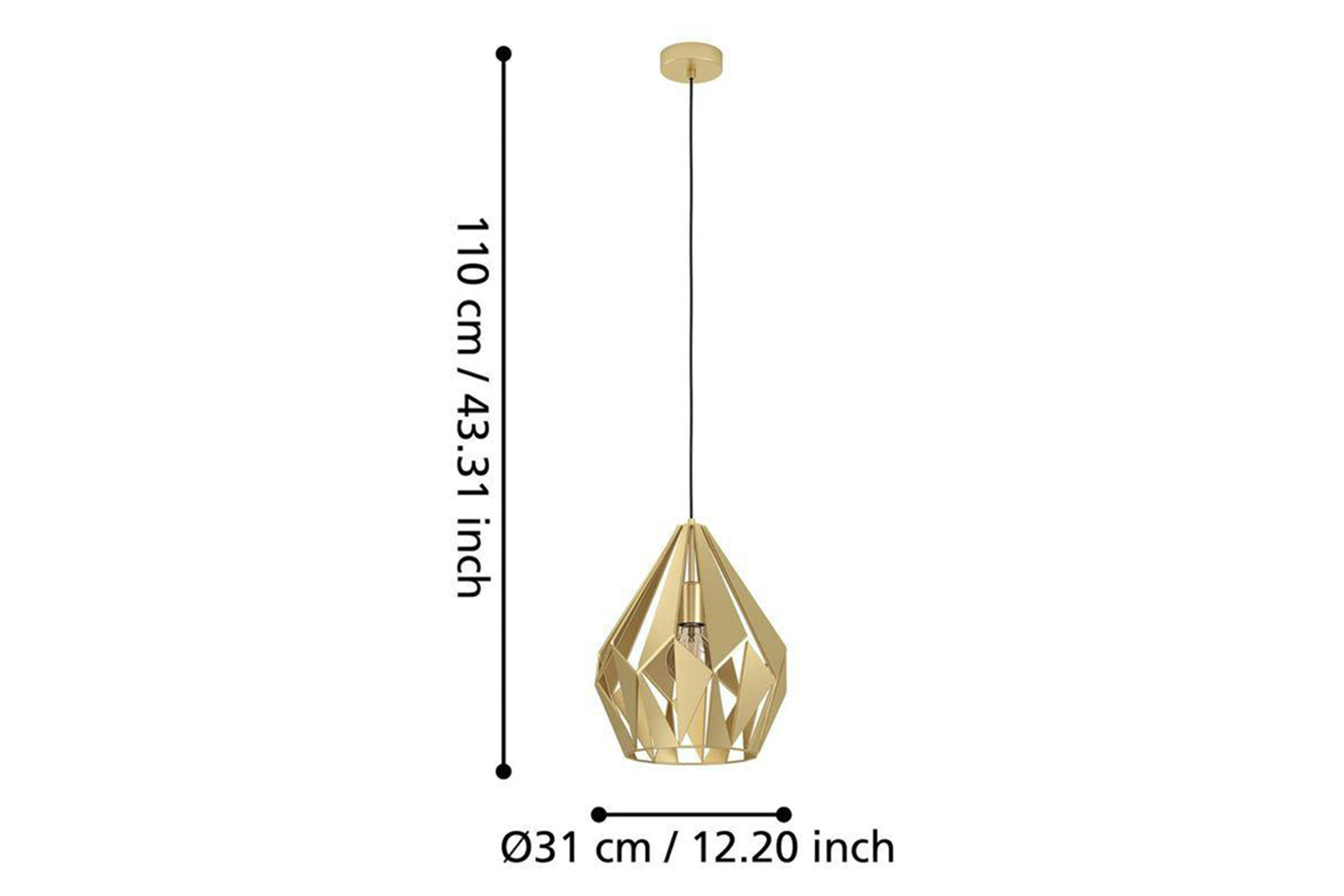 Eglo | Carlton Geometric Pendant Light | 110 x 31 cm | Gold-4