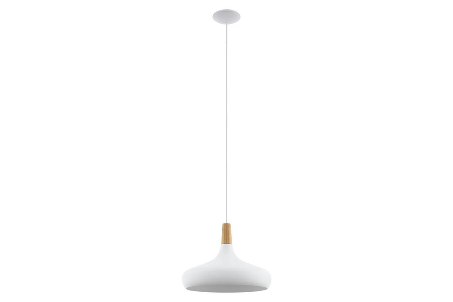 Eglo | Sabinar Metal and Wood Pendant Light | 40 cm | White