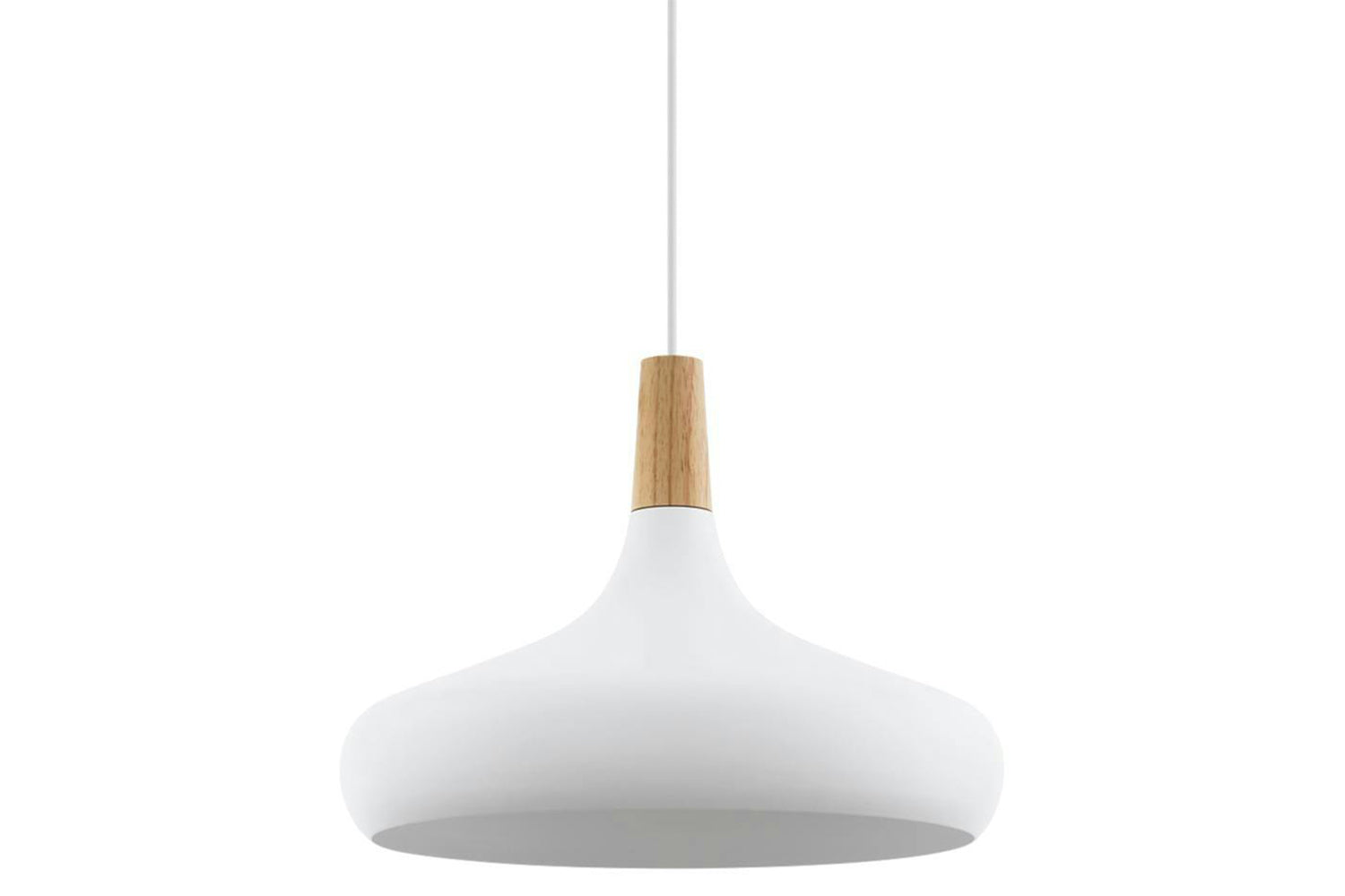 Eglo | Sabinar Metal and Wood Pendant Light | 40 cm | White-3