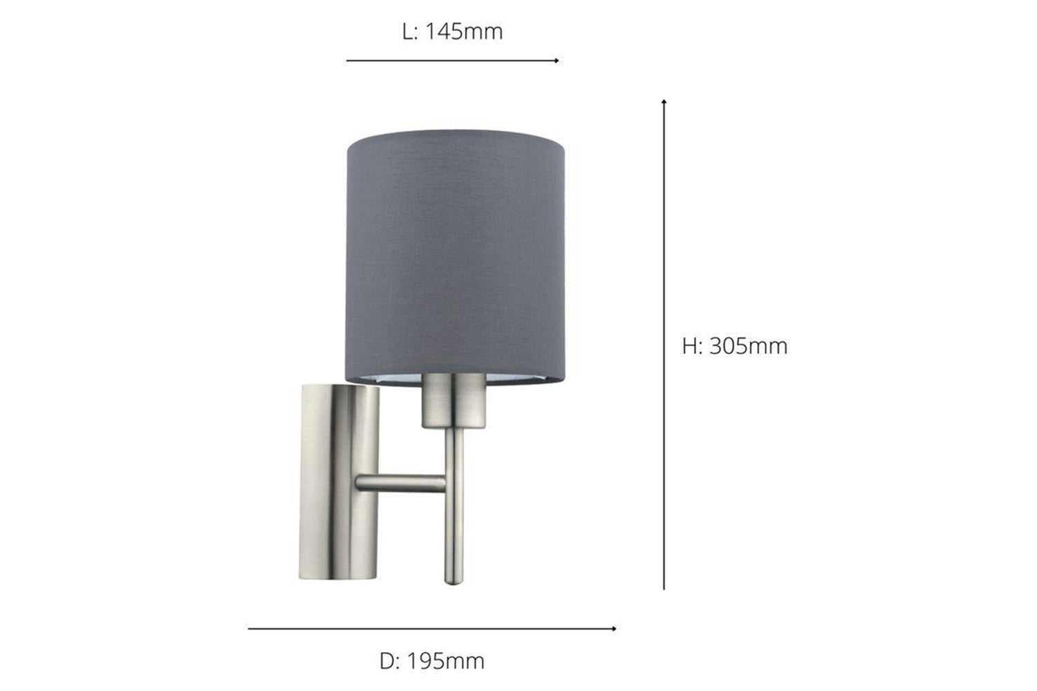 Eglo | Pasteri Wall Light | Nickel/Grey-3