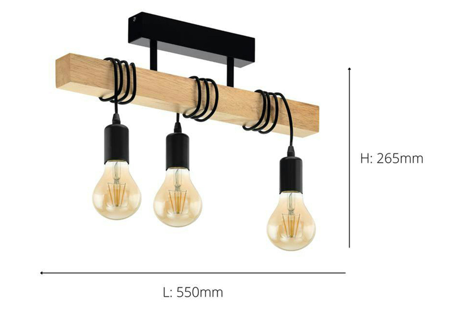 Eglo | Townshend 3 Industrial 3-light Pendant | Brown/Black-4
