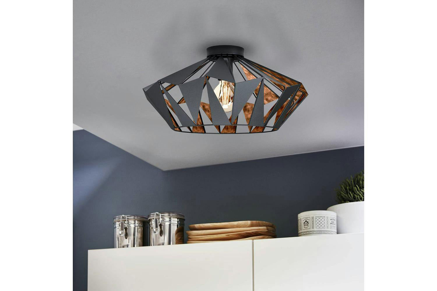 Eglo | Carlton Geometric Ceiling Light | Black/Copper-2