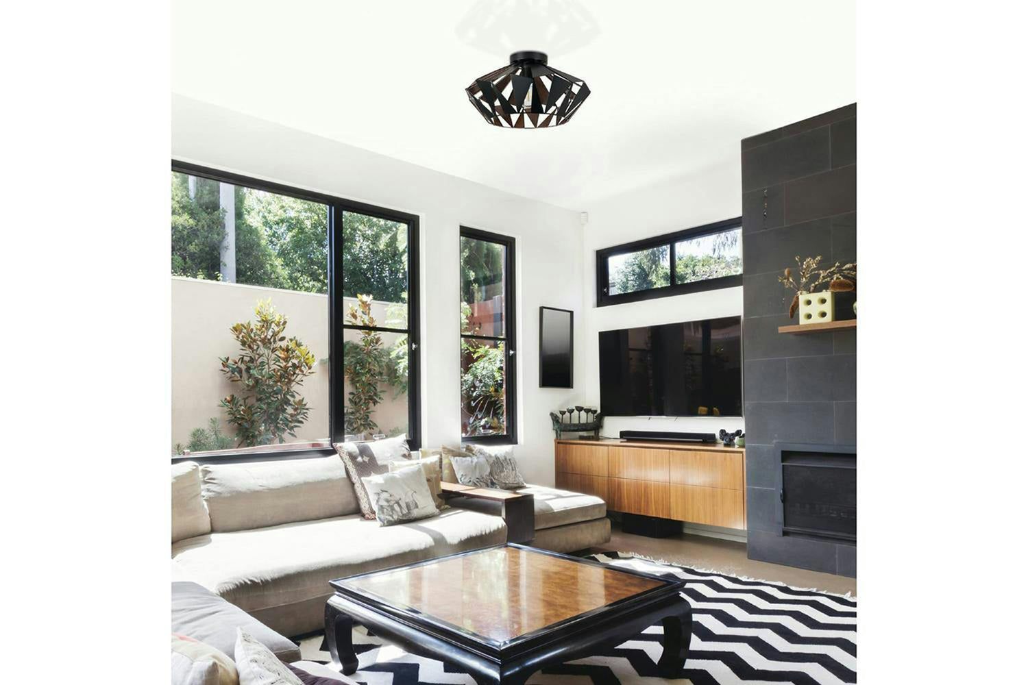 Eglo | Carlton Geometric Ceiling Light | Black/Copper-3