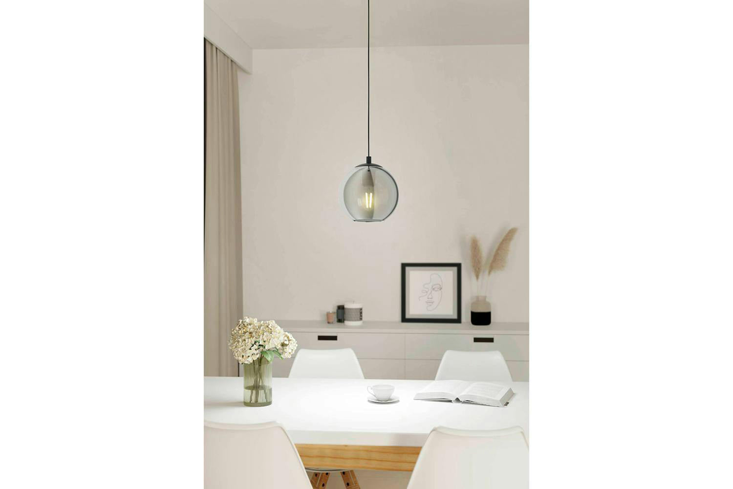 Eglo | Ariscani Smoked Black Glass 1-light Pendant Light | Black-2
