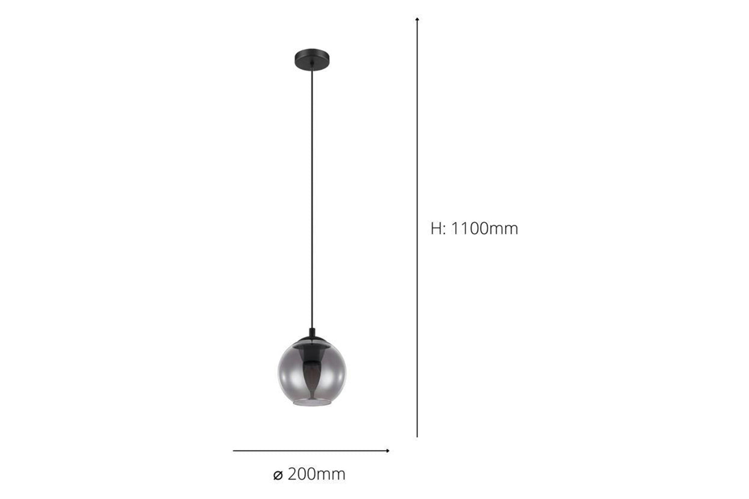 Eglo | Ariscani Smoked Black Glass 1-light Pendant Light | Black-3