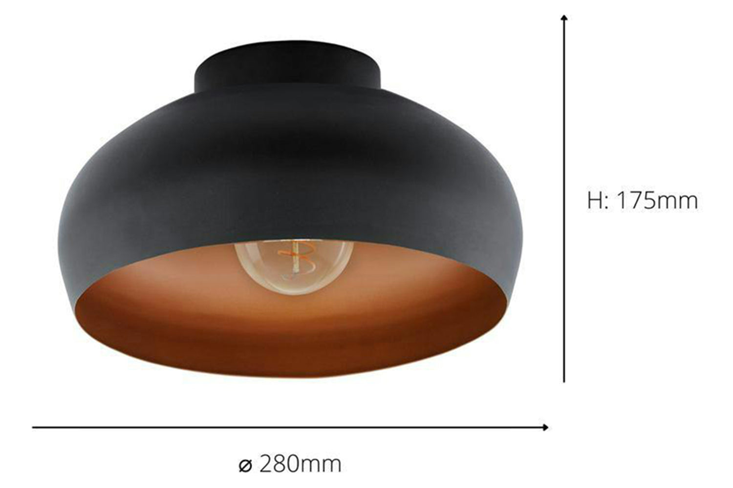 Eglo | Mogano 2 Vintage Ceiling Light | 28 cm | Black/Copper-4