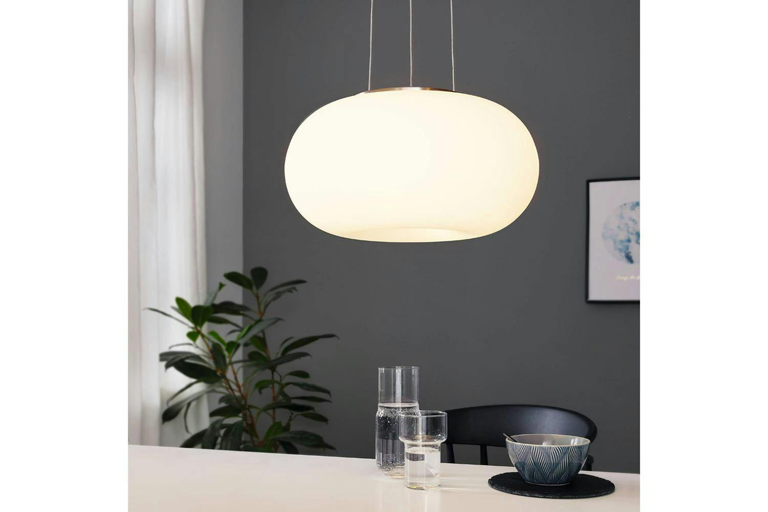Eglo | Optica Steel and Glass Pendant Light | White-2