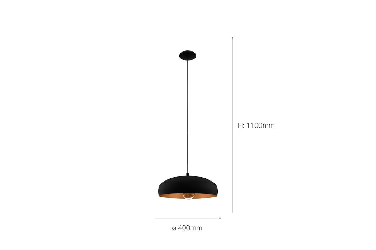 Eglo | Mogano 1 Vintage Pendant Light | Black/Copper [Ex-Display - DC250815-000124]-3