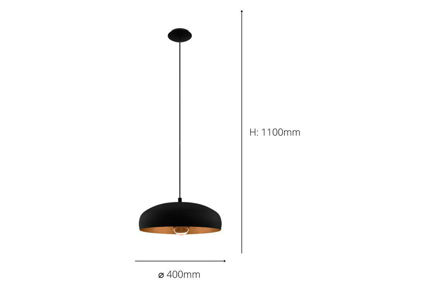 Eglo | Mogano 1 Vintage Pendant Light | Black/Copper-3