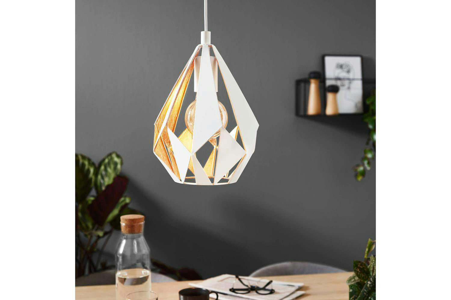 Eglo | Carlton Geometric Pendant Light | 110 x 20.6 cm | White/Gold-2