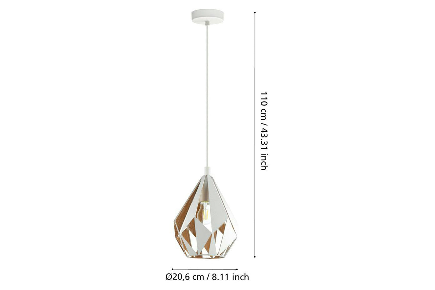 Eglo | Carlton Geometric Pendant Light | 110 x 20.6 cm | White/Gold-4