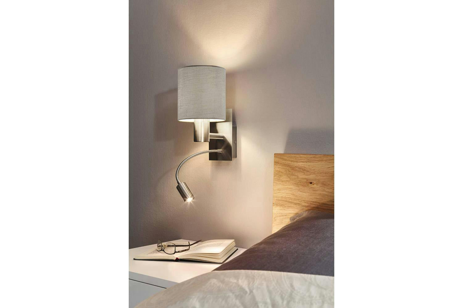 Eglo | Pasteri LED Wall Light with Reading Light | Nickel/Taupe-2