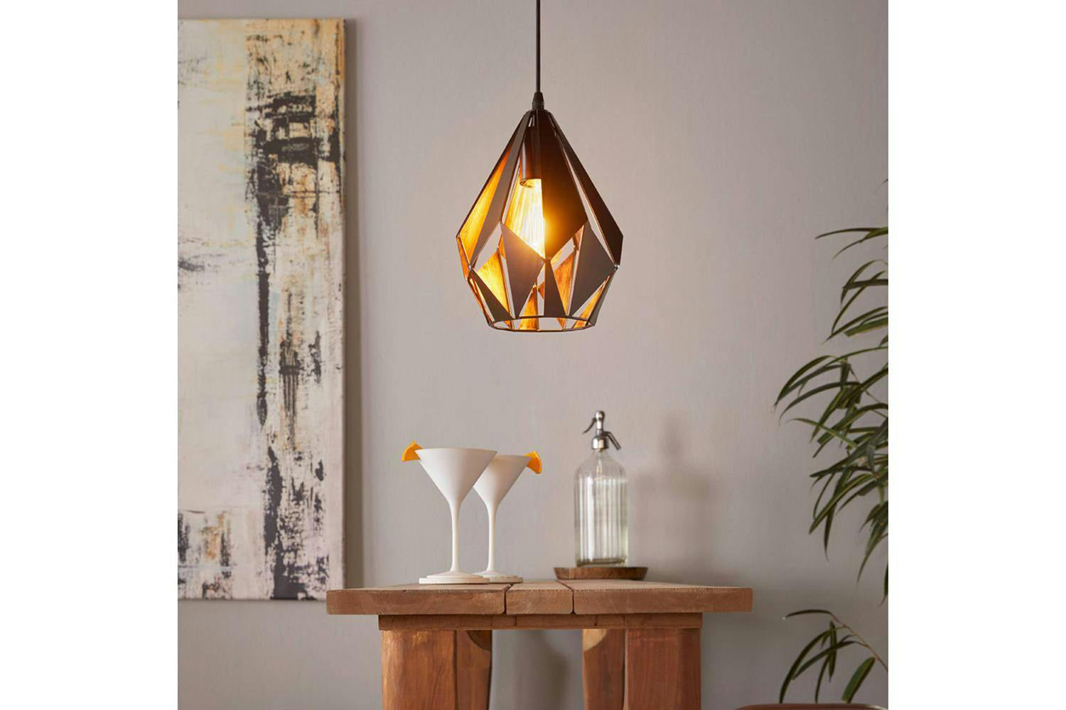 Eglo | Carlton Geometric Pendant Light | 110 x 20.5 cm | Black/Copper-2