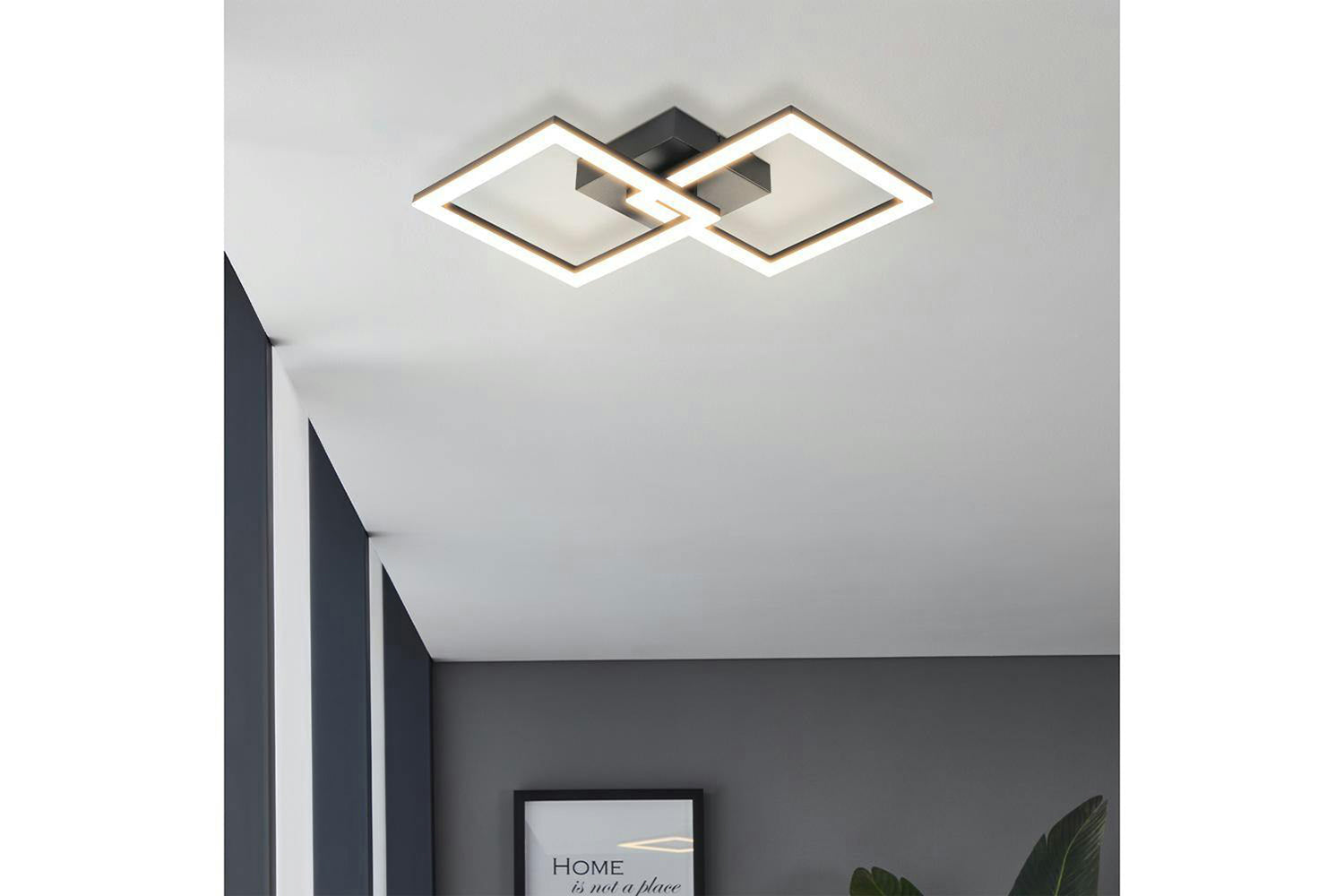Eglo | Essentials Square LED Ceiling Light | Black/White-2