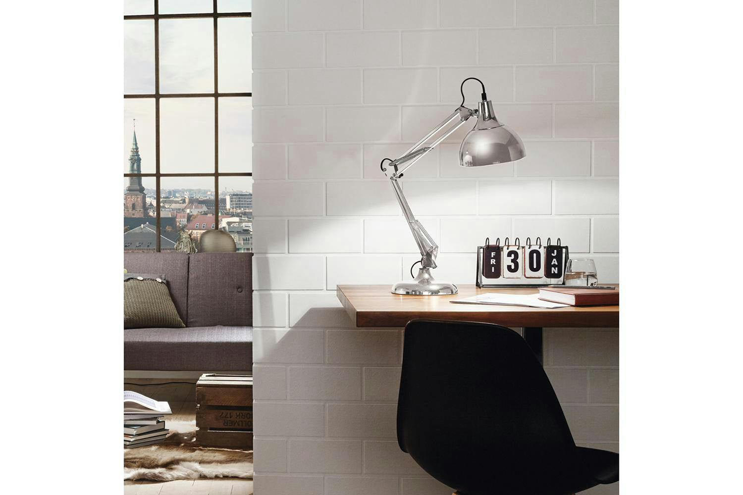 Eglo | Borgillio Adjustable Classic Desk Lamp | Chrome-2