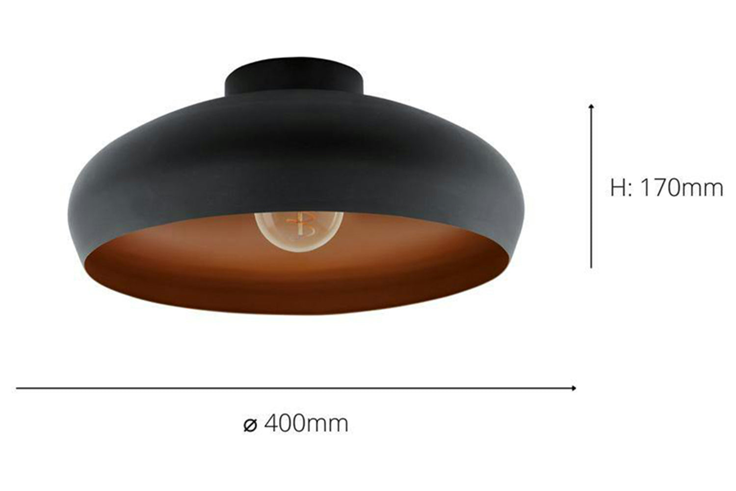 Eglo | Mogano 2 Vintage Ceiling Light | 40 cm | Black/Copper-3