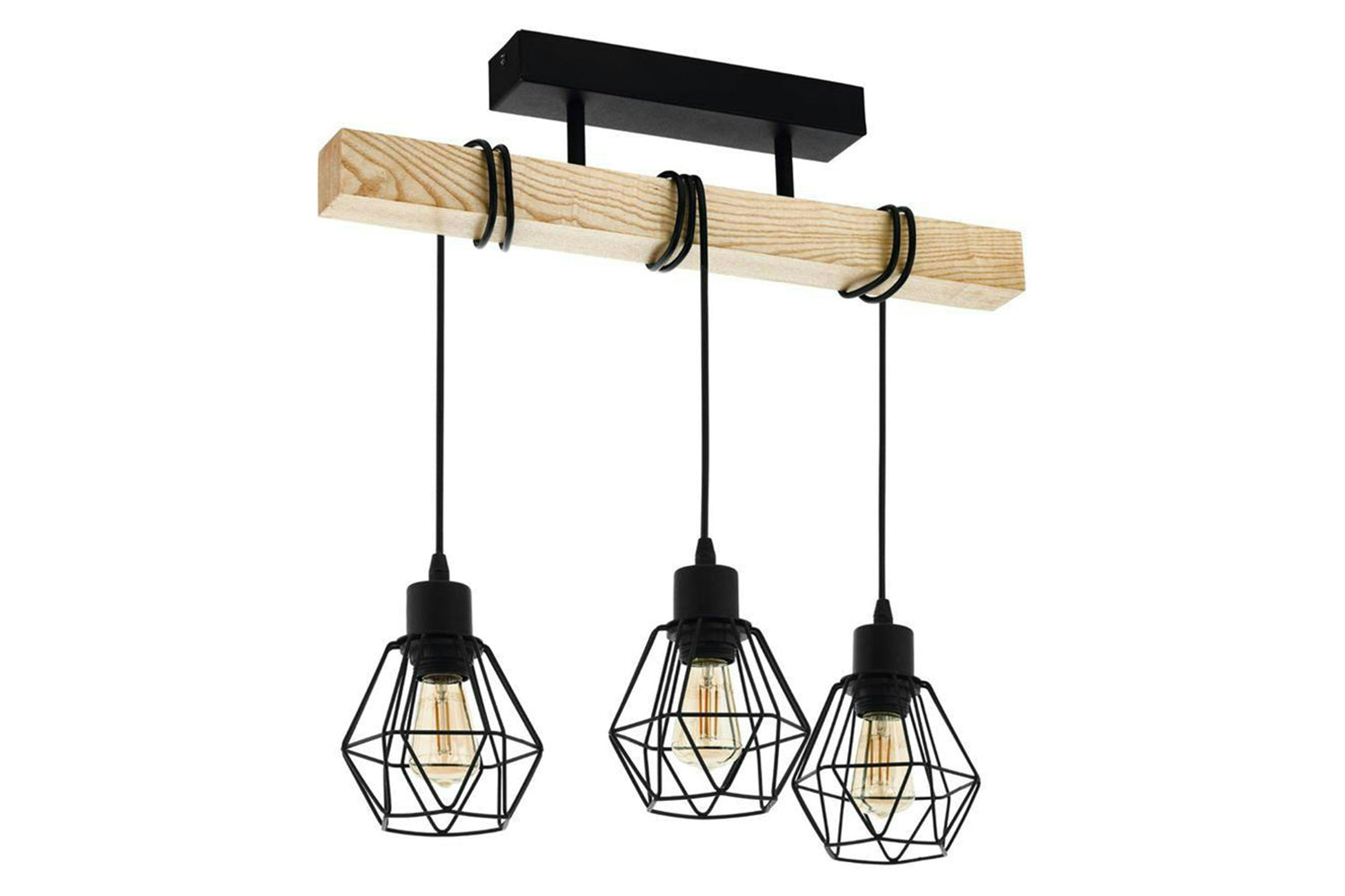 Eglo | Townshend 5 Industrial 3-light Ceiling Pendant | Brown/Black