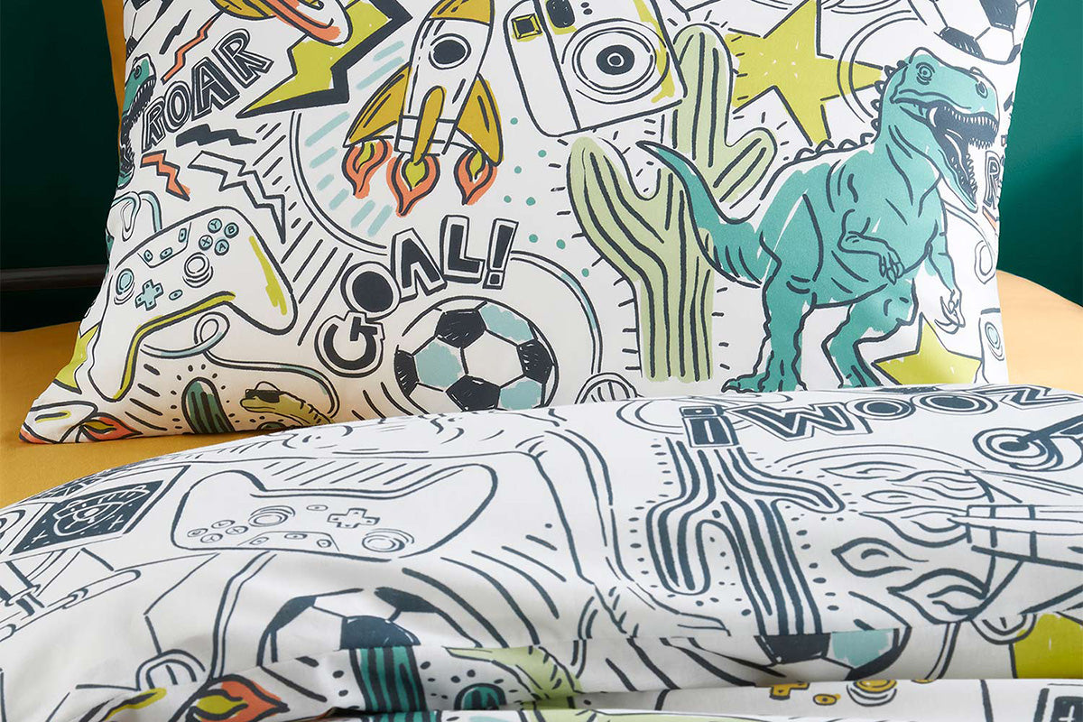 Bedlam | Doodle Zoom Duvet Cover Set | Multicolour | Double-2