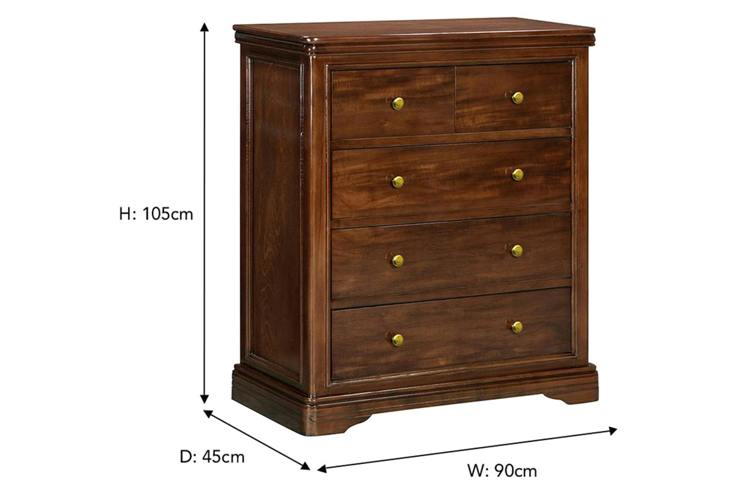 Deauville Chest of Drawer | 2 + 3 Drawer | Brown-3