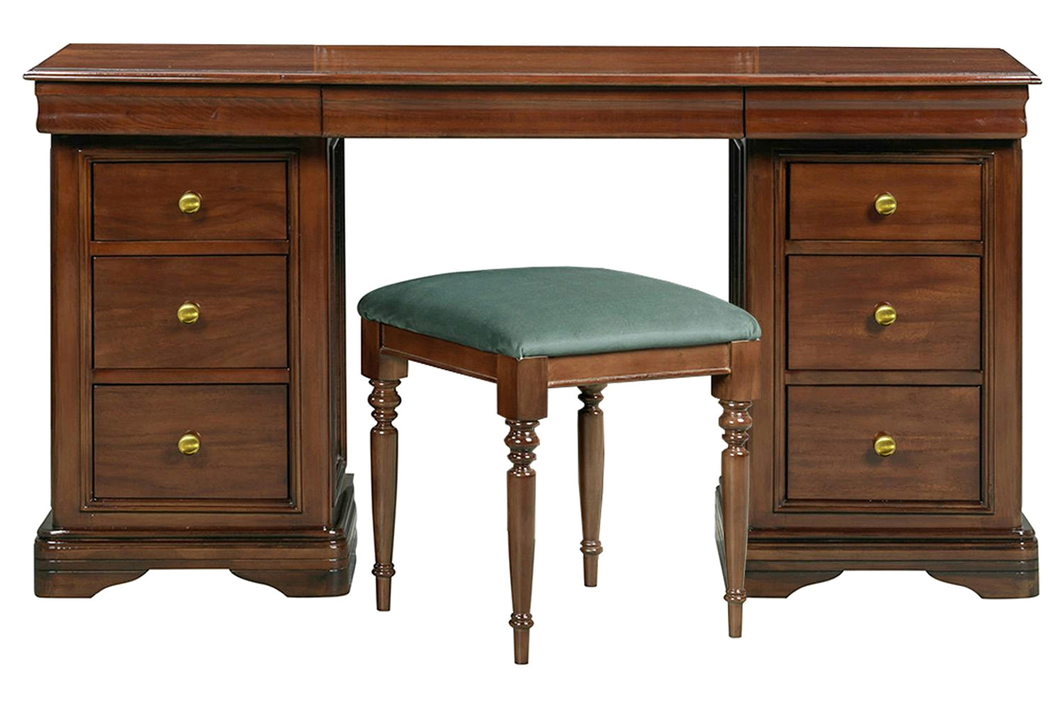 Deauville Vanity Unit with Stool | 9 Drawer | Brown