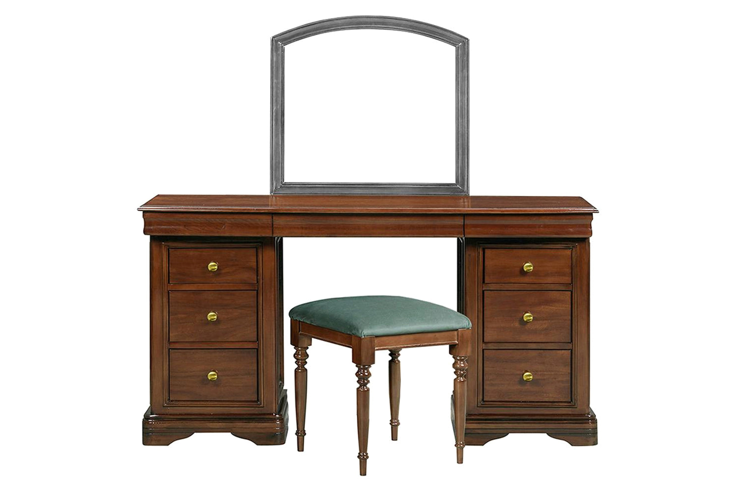 Deauville Vanity Unit with Stool | 9 Drawer | Brown-10