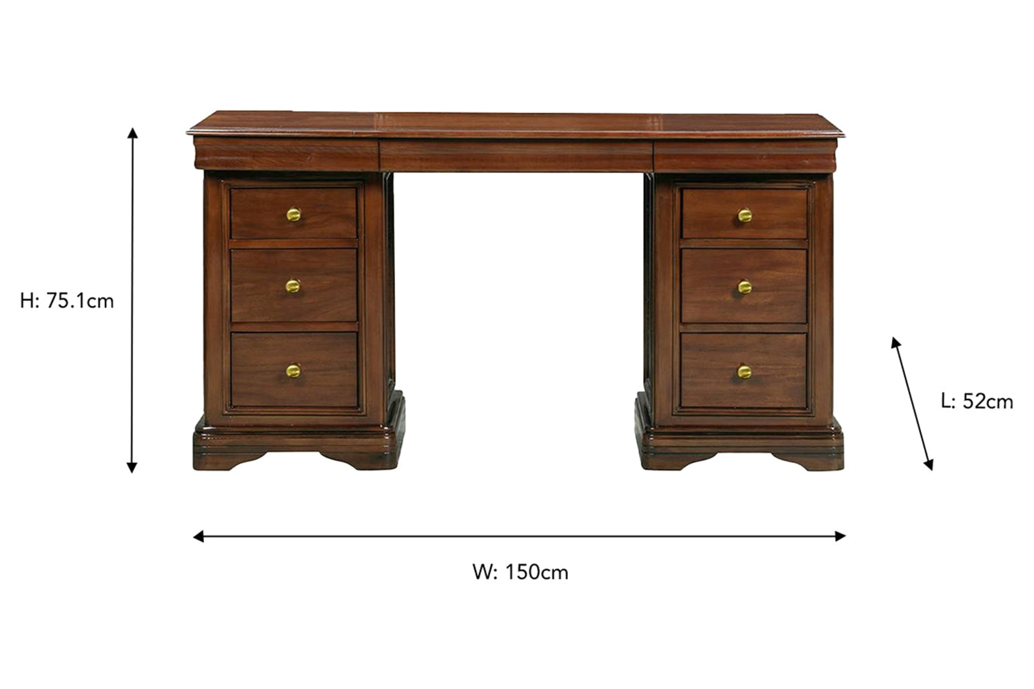 Deauville Vanity Unit with Stool | 9 Drawer | Brown-3