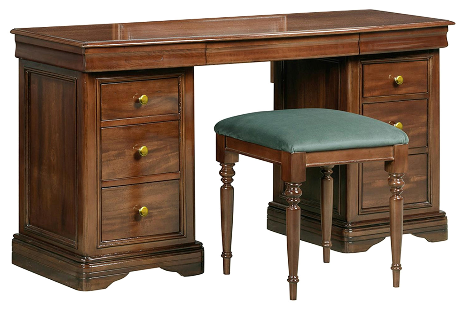 Deauville Vanity Unit with Stool | 9 Drawer | Brown-4