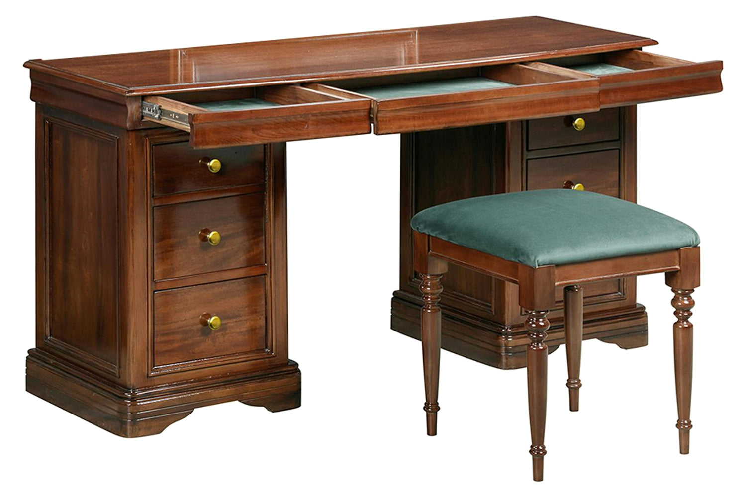 Deauville Vanity Unit with Stool | 9 Drawer | Brown-7