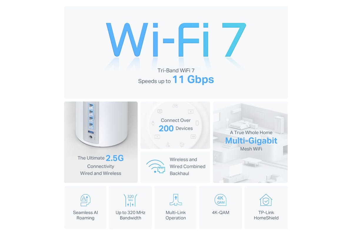 TP-Link BE9300 Whole Home Mesh | WiFi 7 System | Pack of 3-5