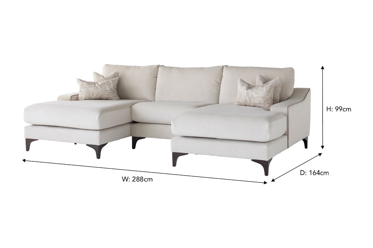 Diane Double Chaise Group Sofa | Riga Fabric | Cream-3