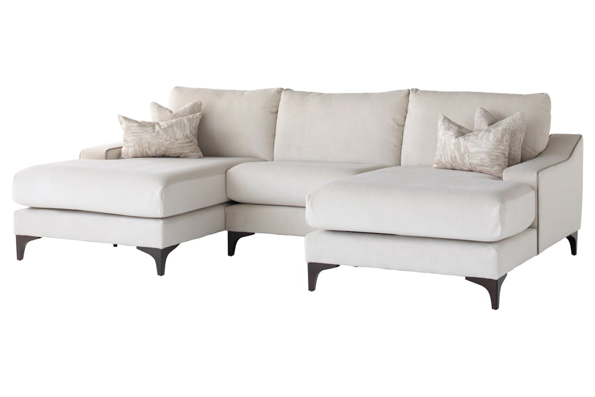 Diane Double Chaise Group Sofa | Riga Fabric | Cream-2