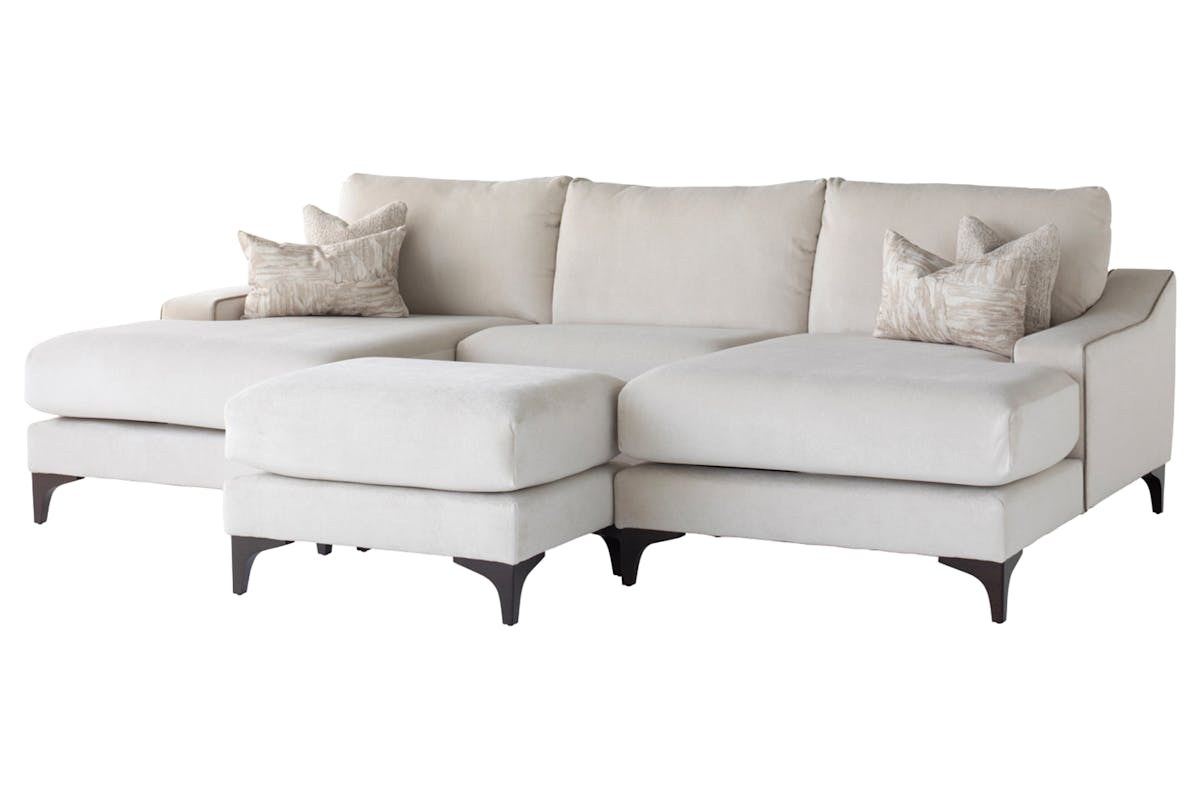 Diane Double Chaise Group Sofa | Riga Fabric | Cream-11