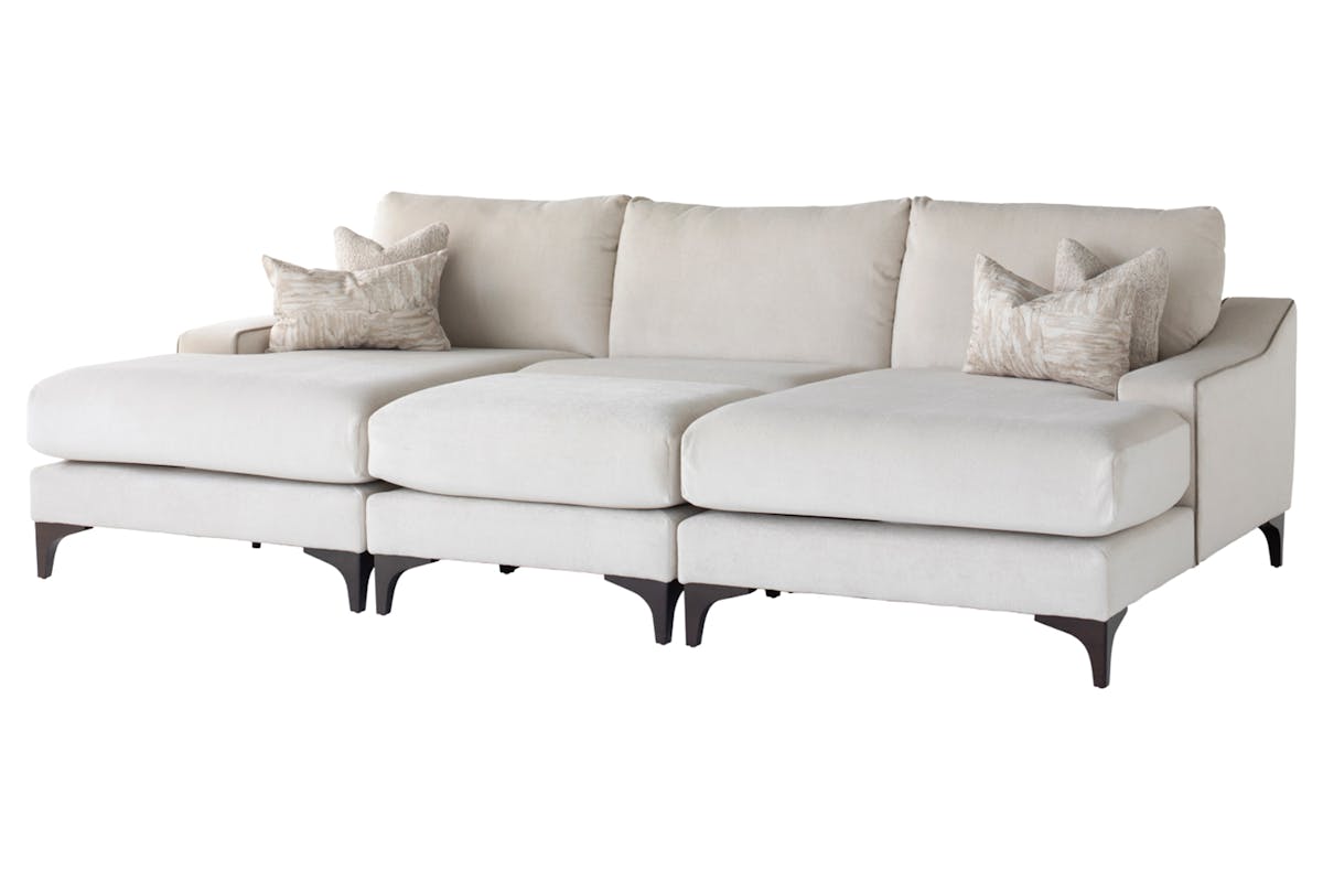 Diane Double Chaise Group Sofa | Riga Fabric | Cream-4